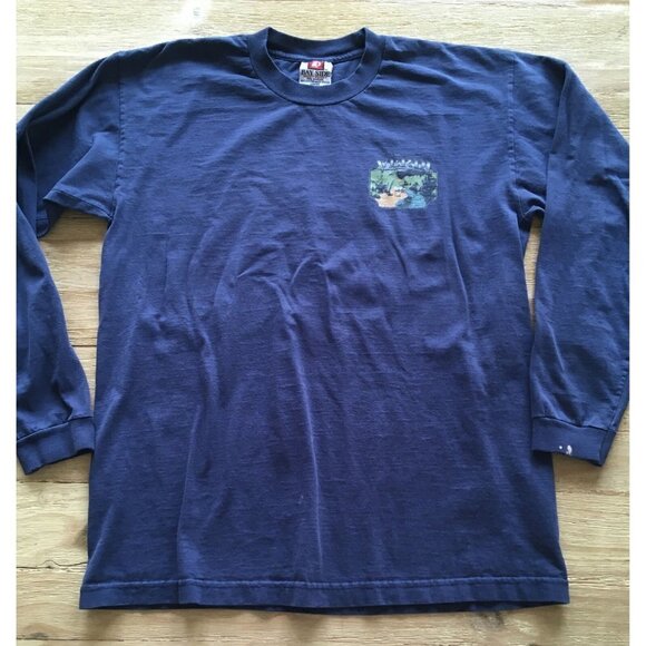 Vintage Verdi Nevada Long Sleeve T Shirt Mens Size Large Blue USA Made - Picture 1 of 5